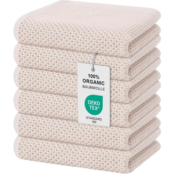 6er Set Geschirrtücher 100% Baumwolle 32x72 cm Saugfähig Weiche Küchentücher – Bild 1