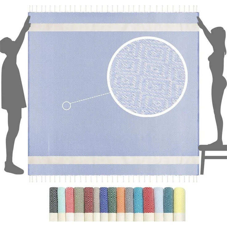 furora HOLIDAY Strandtuch XXL groß 200x200 cm Strand Tuch, aus Baumwolle, Stranddecke, Vielseitig, schöne Farben, hochwertige Verarbeitung – Bild 1
