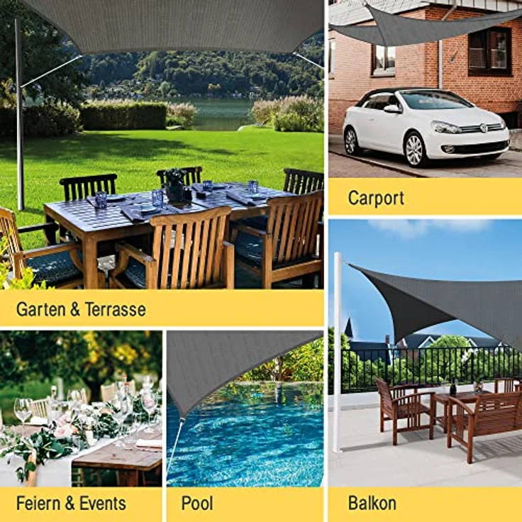 Sol Royal Sonnensegel SolVision HS9, HDPE rechteckig 200x200cm – Bild 6