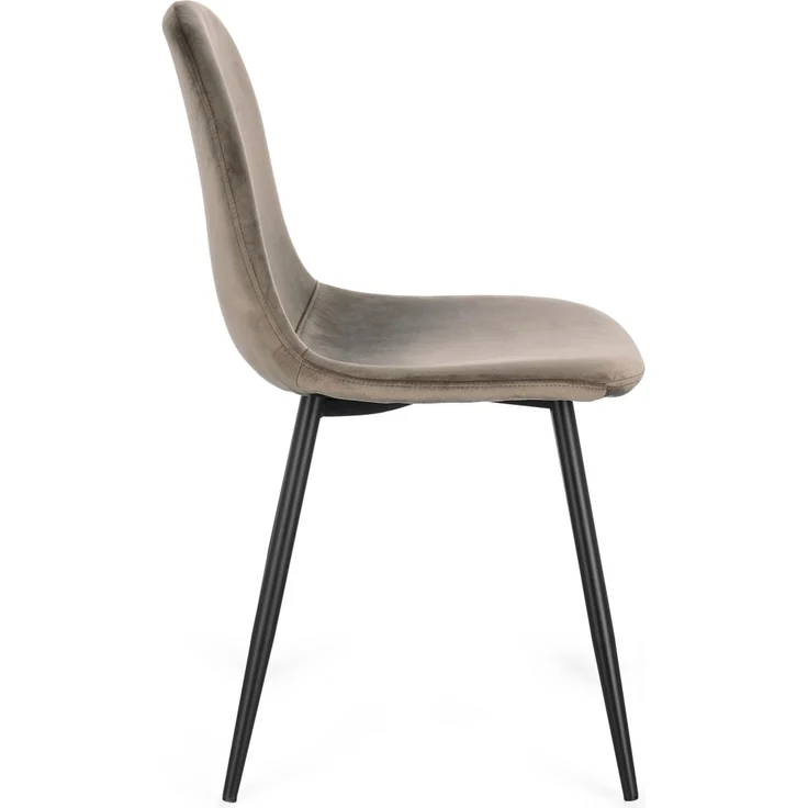 Esszimmerstuhl New Irelia aus Samt, modern gepolstert, Taupe, 4er-Set, schwarzes Metallgestell – Bild 3