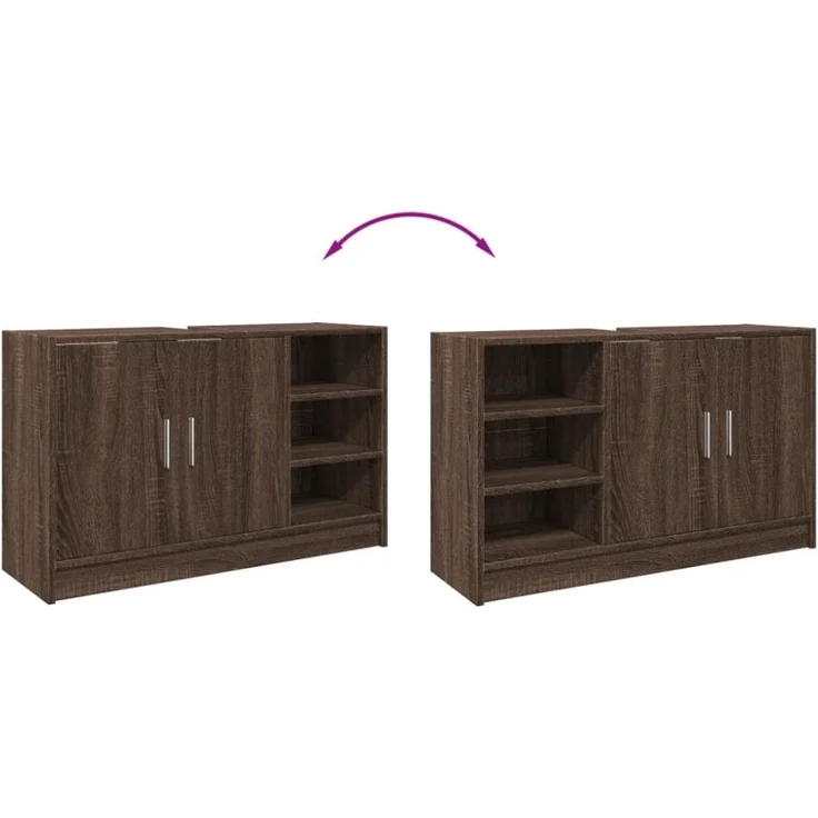 vidaXL Waschbeckenunterschrank Braun Eichen-Optik 90x29x55 cm 848128 – Bild 7