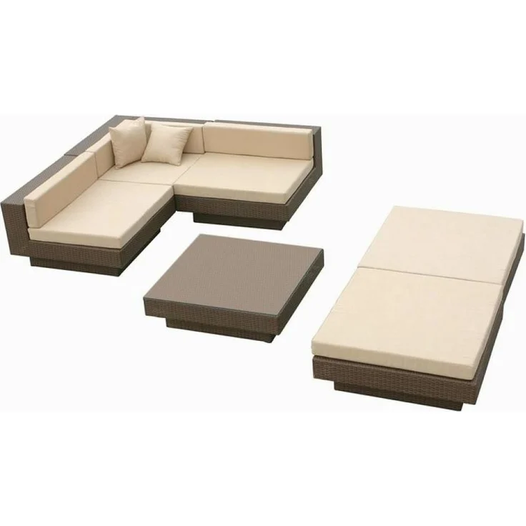 PureHaven Rattangarnitur 300x300 cm elegant geformt strapazierfähig und extra stabil inkl. Sitz- und Rückenkissen creme-weiße Sitzauflagen – Bild 3
