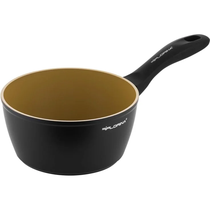 FLORINA AMVEGAN Aluminium Kasserolle 16 cm I 1,1L I Hohe Haltbarkeit I Olivenöl-Keramikbeschichtung I Einfaches Kochen & Spülen I Für alle Herdarten I Originales Design – Bild 1
