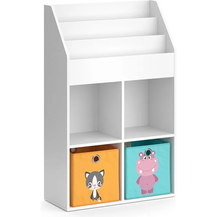 Kinderregal Luigi Weiß 72 x 114.2 cm mit 2 Faltboxen Vicco