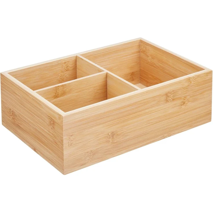 mDesign Deckelhalter Aufbewahrungskorb Organizer 3 Fächer Küche Bambus Natur – Bild 9