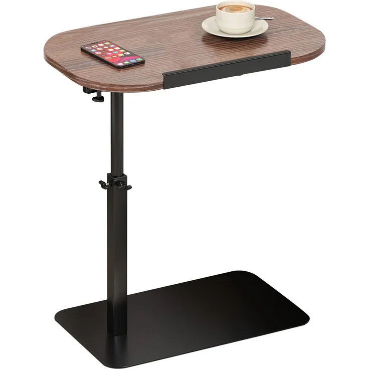 IDEALHOUSE Höhenverstellbarer C-Tisch 360°drehbarer Ablage, Beistelltisch | Für Sofa, Bett & Pflegebett – platzsparendes Laptop- & Tablett-Tisch aus Holz – Farbe: Walnuss