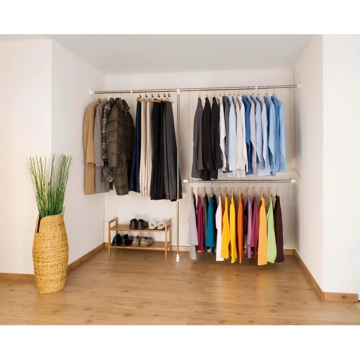 WENKO Teleskopregal Garderobe, Set 3-tlg, flexibles Kleiderstangensystem, belastbar bis 110 kg – Bild 3