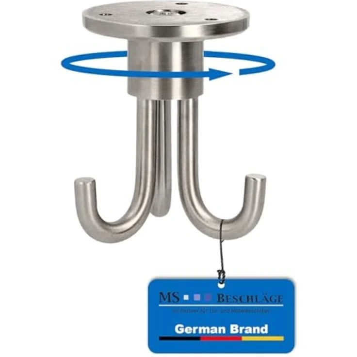 MS Beschläge Kleiderhaken 3-fach Garderobenhaken - Deckenhaken 360° drehbar, (1-St), stabiler Haken zur Deckenmontage inkl. Befestigungsmaterial – Bild 1