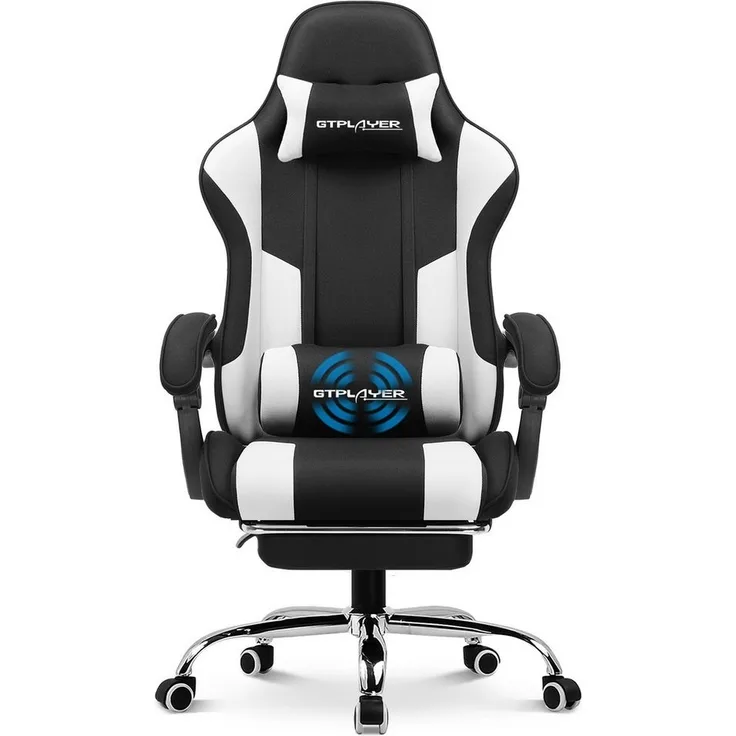 GTPLAYER Gaming-Stuhl Bürostuhl mit Massagefunktion, Fußstütze, Kopfstütze (Packung), Ergonomischer Gamer Stuhl Maximale Belastung 150 kg, 360° drehbar