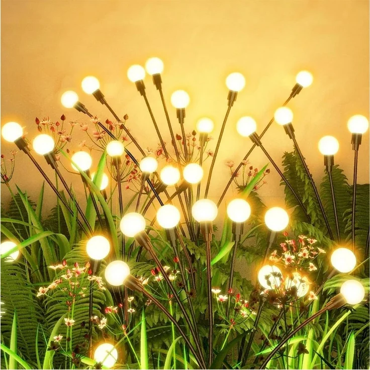 Fyrove LED Solarleuchte 2 Stück LED Solar Gartendeko solarlampen für außen 6 LED Glühwürmchen, 2 Stück LED fest integriert IP65 Wasserdicht solarlampen für außen Warmweiß, solar lampen für außen, LED Solar Gartendeko, Solarlampen Garten, LED Solarleuch... – Bild 3