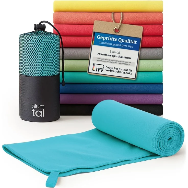 Blumtal Sporthandtuch Mikrofaser Handtuch - kompakte Mikrofaser Handtücher, Mikrofaser (inkl. Transporttasche, einzeln oder als Set verfügbar, 1-St), ultra leicht & schnelltrocknend, Reisehandtuch, Strandhandtuch – Bild 1