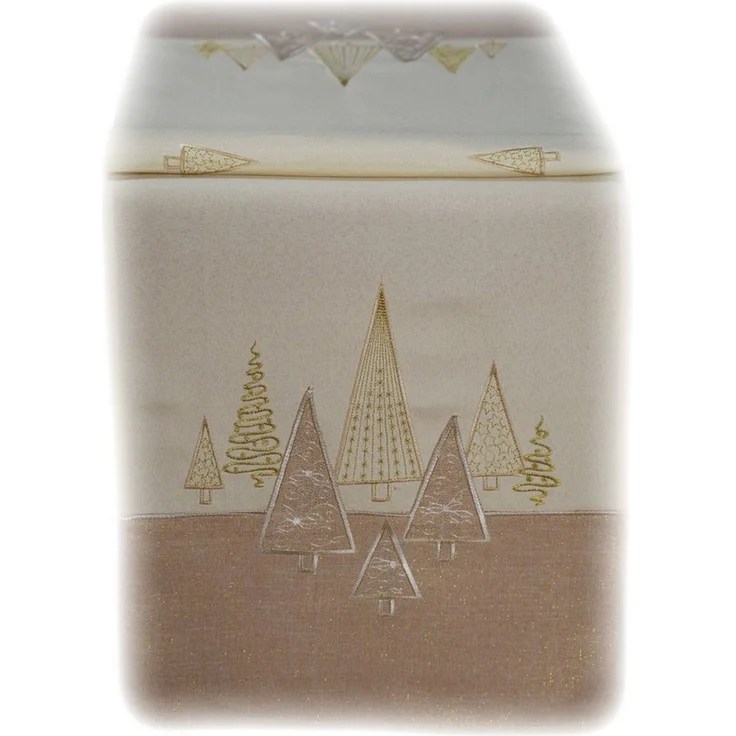 texpot Tischdecke Tischläufer Stickerei Tannenbäume Winter Weihnachten Deko (1-tlg) – Bild 1