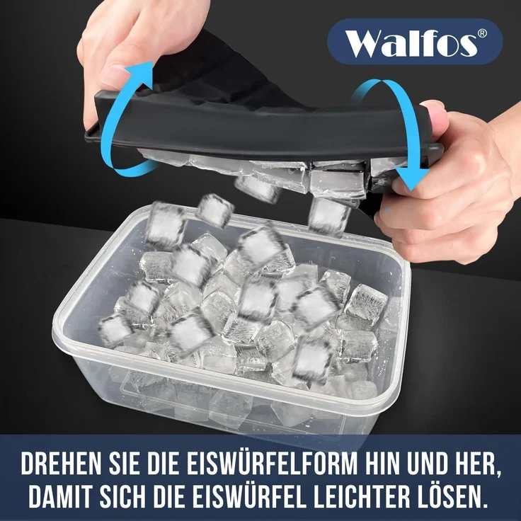 Walfos® Silikon Eiswürfelform 3x24 mit Deckel BPA-frei Cocktails Whisky 72 – Bild 3