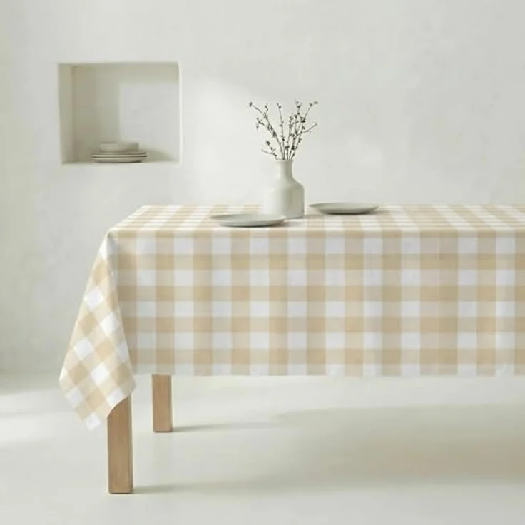 Belum Tischdecke aus Kunstharz, schmutzabweisend, kariert 0120-103, Karierte Tischdecke Vichy, Größe: 100x140 cm, schmutzabweisend, kein Wachstuch, Tischdecke Vichy Vanille, Tischdecke Stoff, 100% – Bild 3