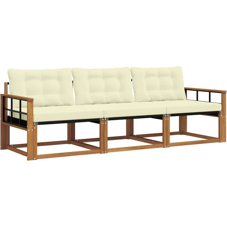 vidaXL Outdoor-Sofagarnitur 3 stk. 3-Sitzer Natur und Creme 3369149 – Bild 2