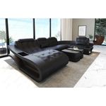 Sofa Dreams Wohnlandschaft Ledersofa Leder Couch Elegante U-Form Ledercouch, wahlweise mit Bettfunktion