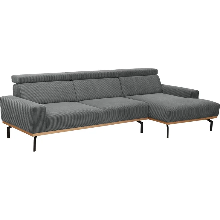 Sofa mit Longchair rechts Katrien Cordstoff anthrazit