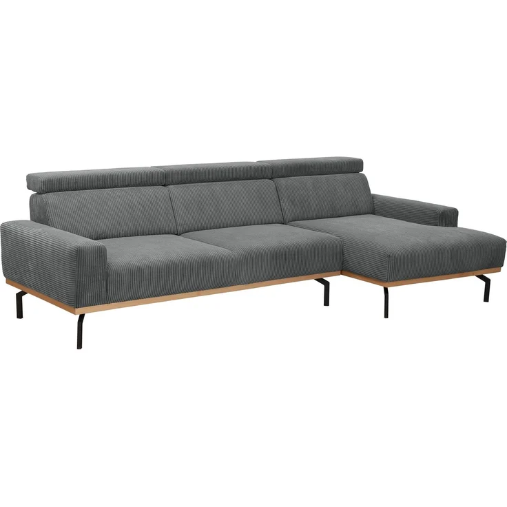 Sofa mit Longchair rechts Katrien Cordstoff anthrazit – Bild 1