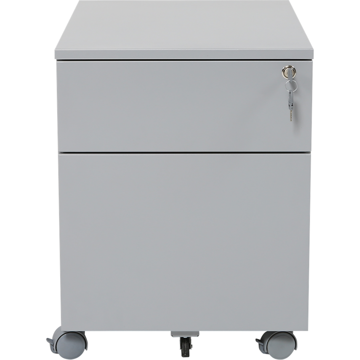 Rollcontainer, 2 Schübe, Farbe grau RAL 7035 pulverbeschichtet