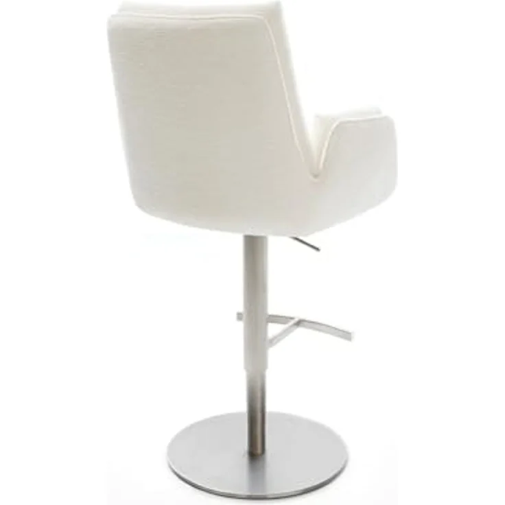 Barstuhl Clea-Flex Bouclé Soft Beige Drehfuß höhenverstellbar Edelstahl Silberfarben – Bild 6