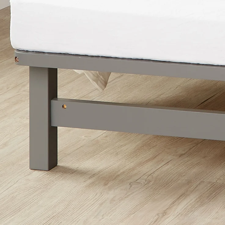 Holzbett 90x200 mit Matratze Holzbettrahmen Grau Palettenbett Einzelbett Bett Massiv Holz Bettgestell – Bild 5