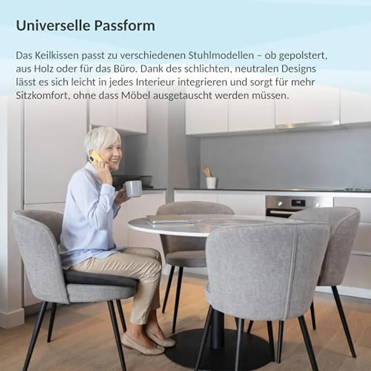 POKAR Keilkissen Stuhl Sitzkeil Ergonomisches Sitzkeilkissen Bürostuhl Kissen Orthopädisch Keilkissen Autositz Schaumstoff, Grau, 38 x 38 x 8/2 cm – Bild 8