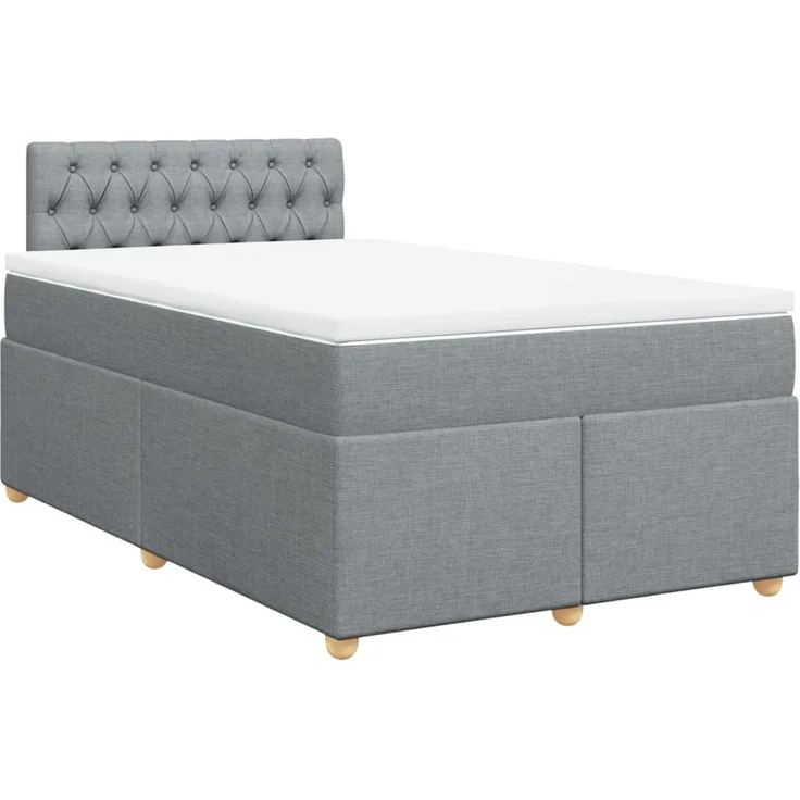 vidaXL Boxspringbett mit Matratze Hellgrau 120x200 cm Stoff 3288954 – Bild 3