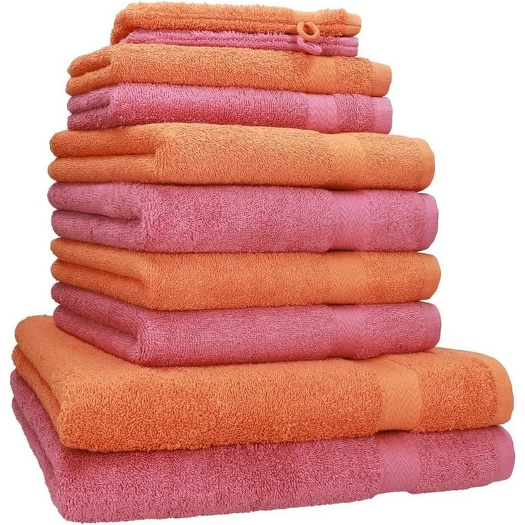 Betz Handtuch Set 10-TLG. Premium Farbe Orange & Altrosa, 100% Baumwolle (10-St) – Bild 1