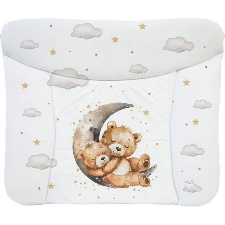 Ceba Baby® weiche Wickelauflage 75x72 cm - Baby Wickelunterlage - Wickeltischauflage für Junge und Mädchen - Wasserdicht, abwaschbar - OEKO-TEX® Standard 100 - Made in EU - Bär auf dem Mond – Bild 1