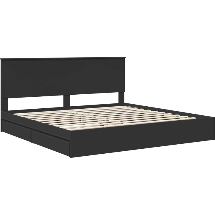 vidaXL Aufbewahrungsbett Schwarz 200 x 200 cm Holzwerkstoff 3411174 – Bild 3