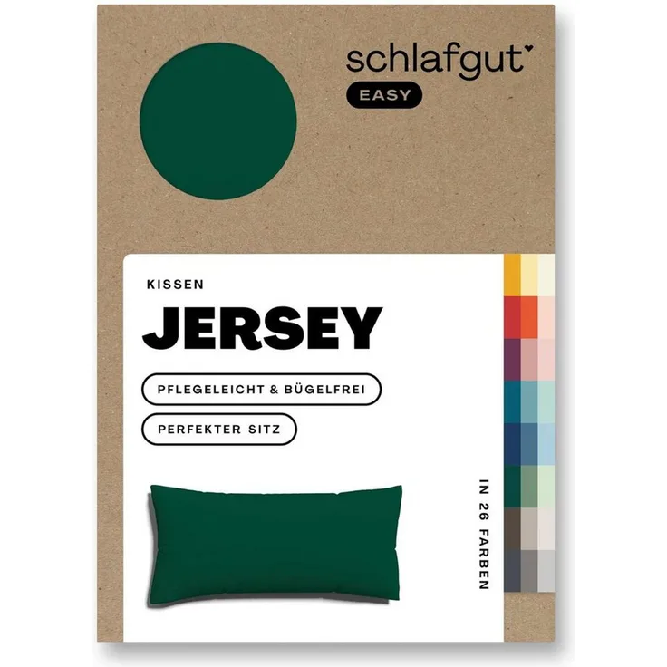 Schlafgut 'EASY' Kissenbezug, Jersey, Green Deep, 40x80 cm