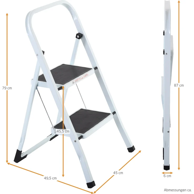 Raburg Klapptritt Step, Klapptritt-Leiter, 2 oder 3 Stufen, Weiß, TÜV/GS geprüft, Stahl, Lock-Klappsperre, rutschhemmende Oberfläche, Füße mit Solid-Grip – Bild 8