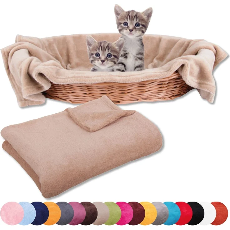 Haustierdecke Katzendecke Kuscheldecke Tierdecke , angenehm und super weich in vielen verschiedenen Farben erhältlich (70x100 cm / beige - hellbraun) – Bild 2