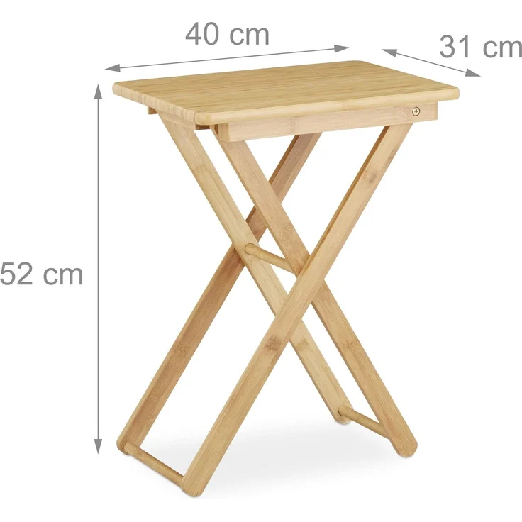 Relaxdays Beistelltisch klappbar, Bambus Natur, 52 x 40 x 31 cm – Bild 10