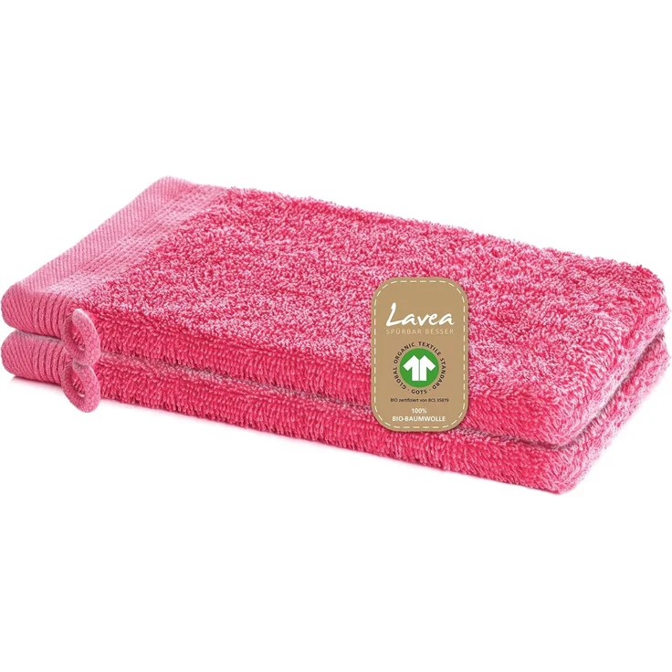 Lavea Waschhandschuh Bali, 16x22cm aus 100% Bio-Baumwolle, einzigartig weiche Waschhandschuhe mit Aufhänger (Set, 2-St), hochwertige und nachhaltige Premium Waschlappen - schonende Reinigung – Bild 1