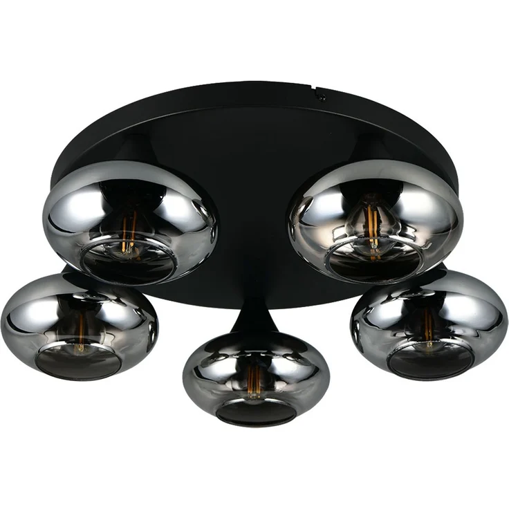 LED Deckenleuchte, 5 flammig, schwarz, dimmbar, D 49 cm – Bild 6