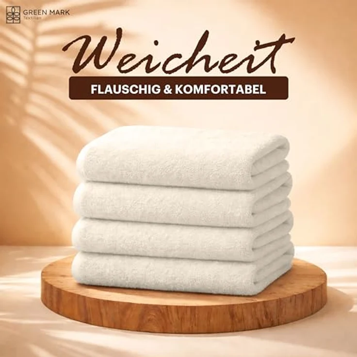 NatureMark 4er Pack Duschtücher, Größe 70x140 cm, Natur/Creme, 100% Baumwolle – Bild 3