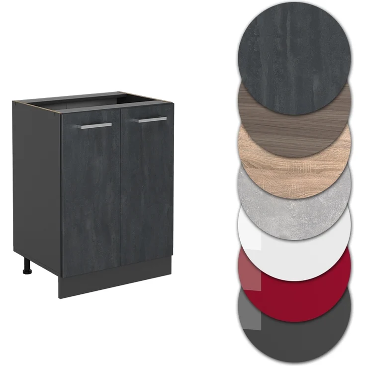 Küchenunterschrank R-Line Schwarz Beton 60 cm AP Anthrazit Vicco – Bild 5