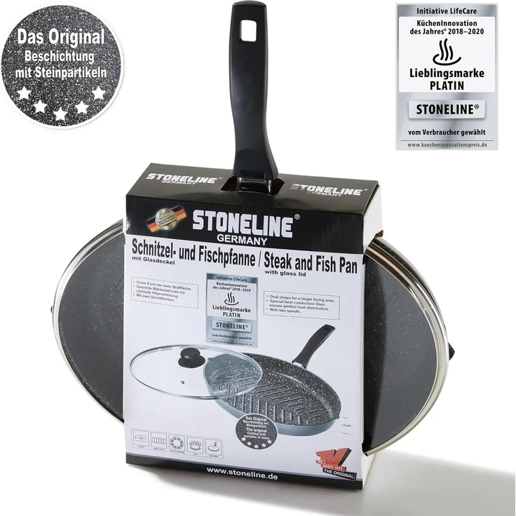 STONELINE Fischpfanne XXL, Aluminiumguss, auch ideal für Schnitzel, Induktion – Bild 7