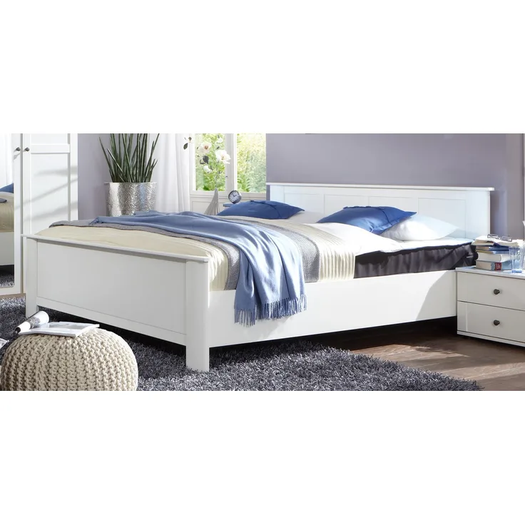 Bett-Set >CHALET< (BxHxT: 293x85x210 cm) in WEISS - 293x85x210cm (BxHxT)