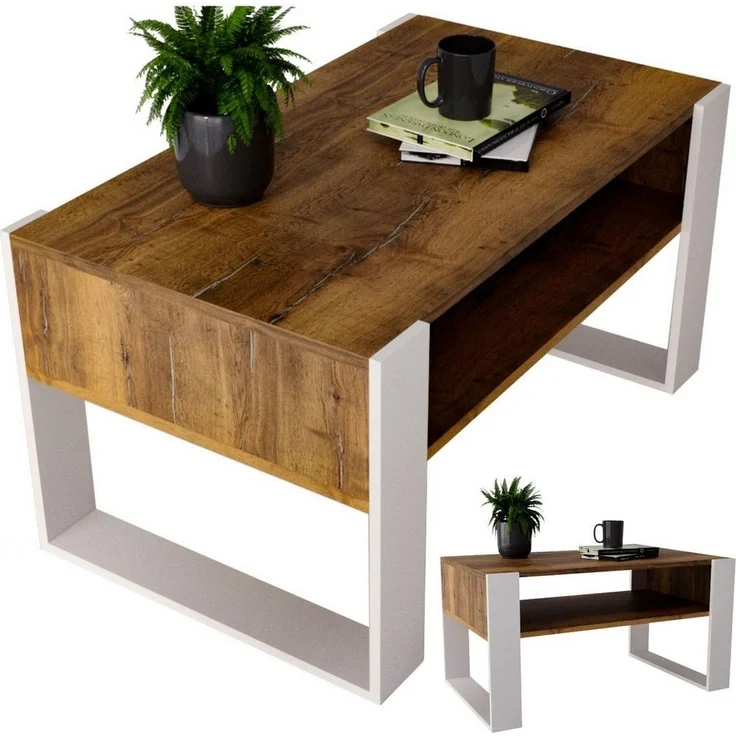CraftPAK Couchtisch Wohnzimmer Tisch für Couch - mit zusätzlicher Ablagefläche – Bild 5