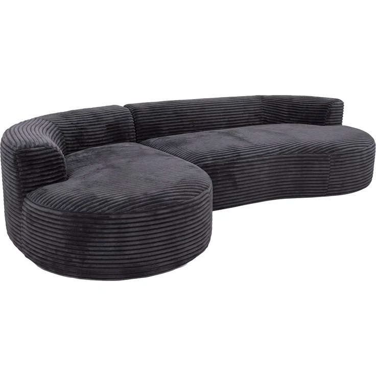 Sofa-Garnitur HWC-P19, 3-Sitzer Couch Loungesofa, Stoff/Textil Cord (370 g/m²) Liegefläche links ~ dunkelgrau – Bild 8