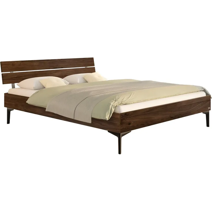 Hasena Bett Varela Bergamo Nussbaum mit Metallfüßen 200x200 cm, Komforthöhe 25 cm – Bergamo