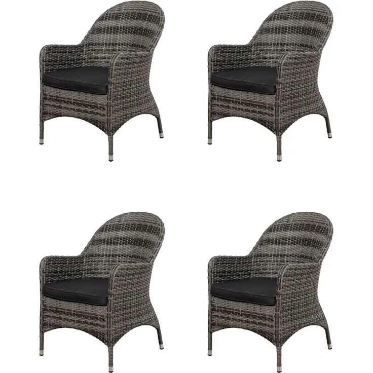 Mandalika Garden LILLE Polyrattan Diningsessel mit Alu-Gestell - blackpearl
