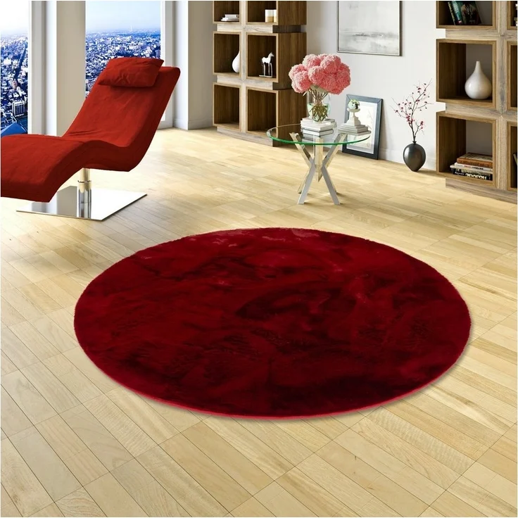 Pergamon Fellteppich Fellteppich Luxus Super Soft Plush Rund, Rund, Höhe: 25 mm – Bild 5