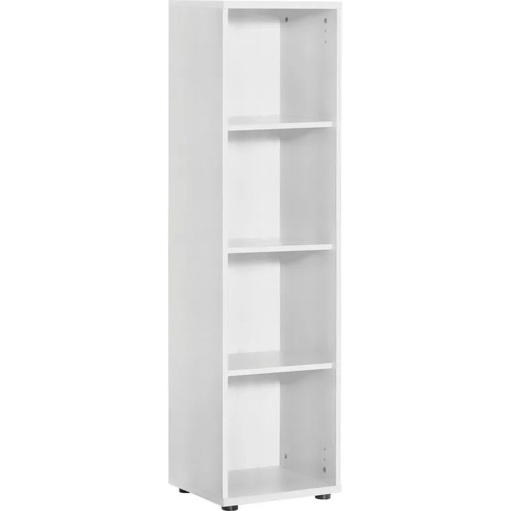 MÖBELPARTNER Standregal Hochregal Büroregal Bücherregal Weiß 146,9 x 39,3 x 34,5