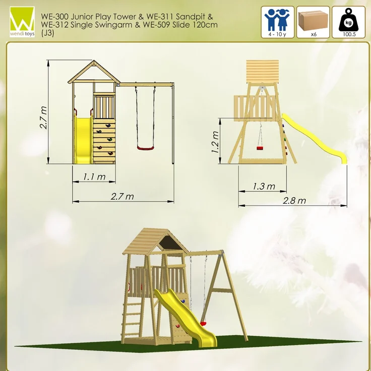 Wendi Toys Holz Spielturm Biene | inkl. Rutsche, – Bild 3