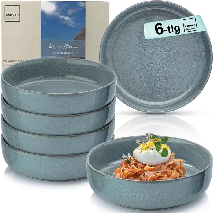 SÄNGER Steingut Pastaschalen Kairo Ocean 6 teilig – Bild 1