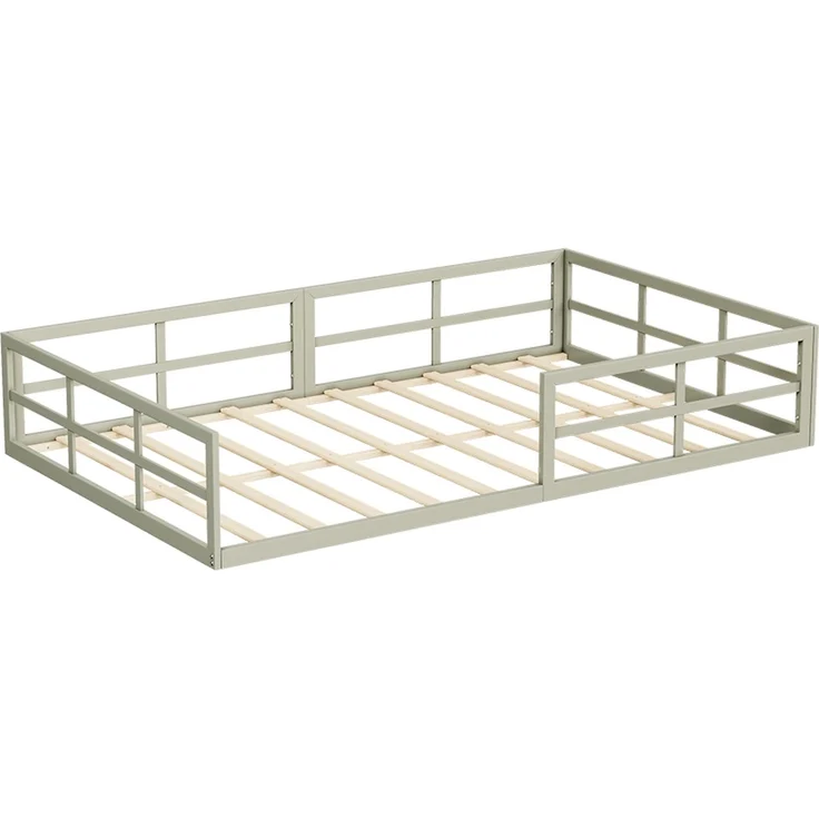 Bodenbett aus Metall Minno Greige 205 x 125 cm ohne Matratze Vitalispa – Bild 1