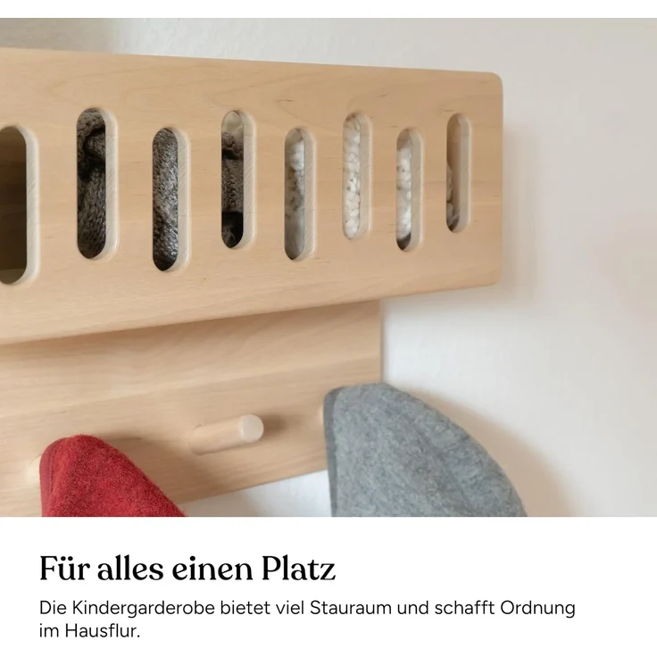 Ehrenkind® Kindergarderobe | Aus robusten Holz | Garderobe Kinder | Groß Weiß Kleiderhaken Kinder | geeignet als Wandregal Kinderzimmer | Kleiderhaken Wand | Kinder Kleiderhaken – Bild 7